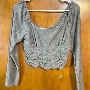 URBAN Romantics Gray Fitted Ruched Blouse